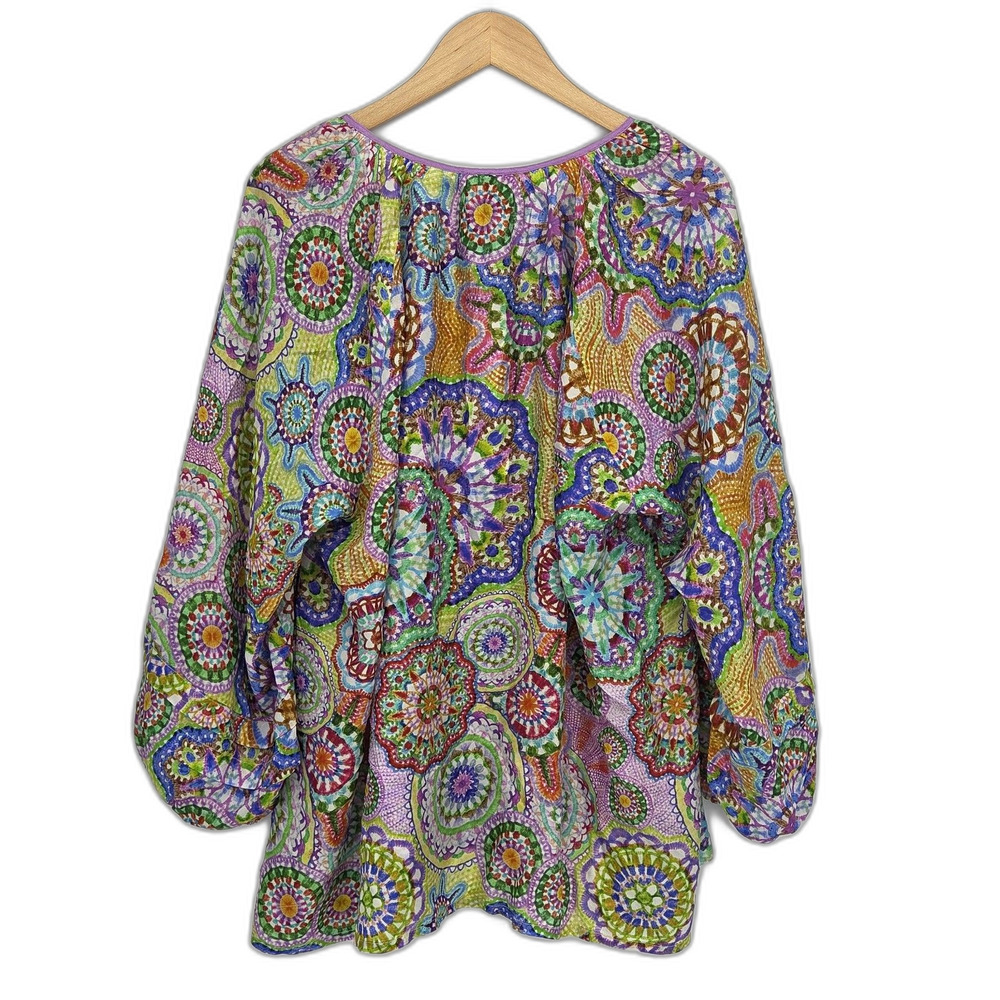 New Johnny Was Jannika Button Shirt Blouse 100% Silk Size 2X Plus Colorful - Picture 3 of 5